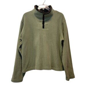 Wooly Bully Wear‎ Pullover 1/4 Zip Sherpa Lined Collar Womens Medium Green